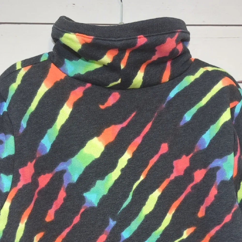 Victoria's Secret Pink Sweatshirt Zebra Rainbow Sherpa Cowl Neck Pullover Medium